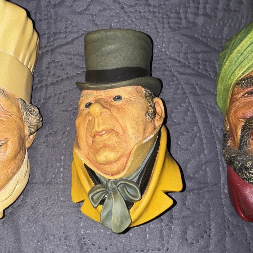 Vintage Bossons England Chalkware Heads~Bundle Lot Of 6~1960's~Wall Hangers
